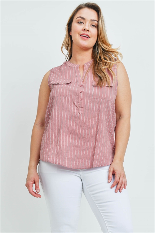 SA4-00-4-T10036X DARK MAUVE STRIPES PLUS SIZE TOP 2-2-2