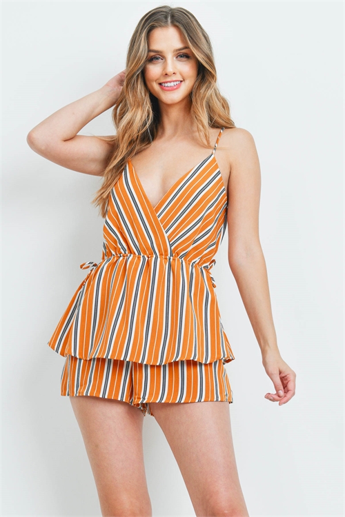 C32-A-2-R5581 MUSTARD WHITE STRIPES ROMPER 2-2-2