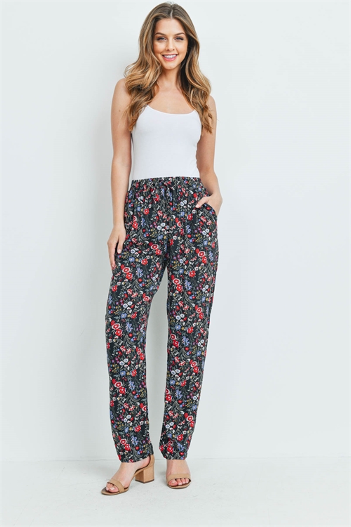 S16-12-2-P7210 BLACK RED FLORAL PANTS 2-4