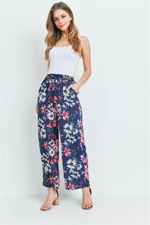 S11-17-4-P7090 NAVY MAUVE FLORAL PANTS 2-2-2