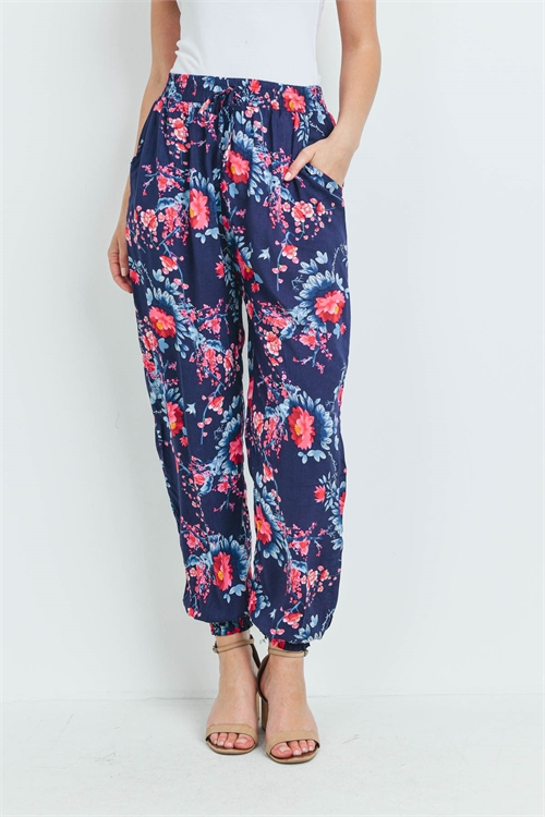 S9-20-4-P7146 NAVY FLORAL PANTS 1-3-3