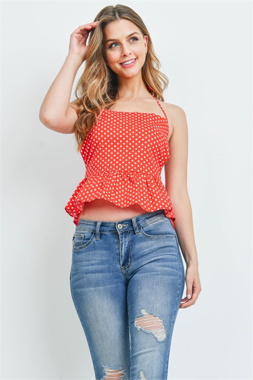 S9-5-2-T0060 RED WHITE POLKA DOTS TOP 3-2-1