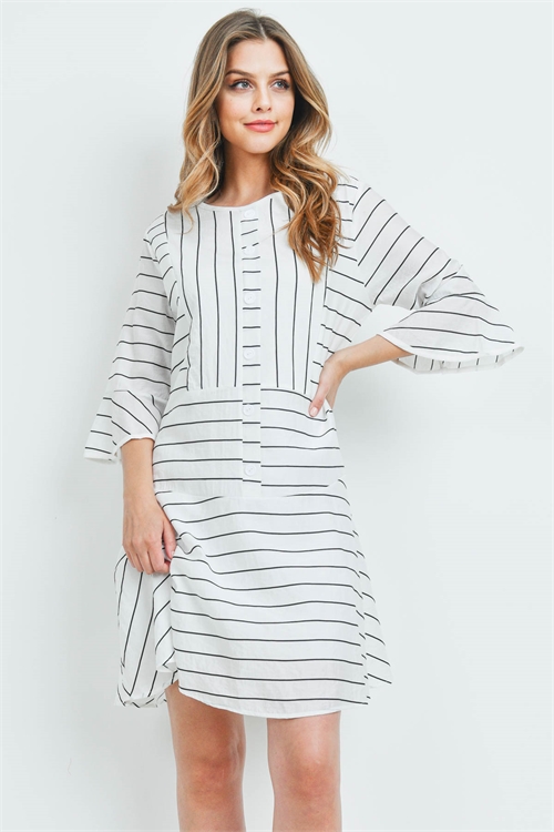 C14-A-1-D4624 WHITE BLACK STRIPES DRESS 3-2