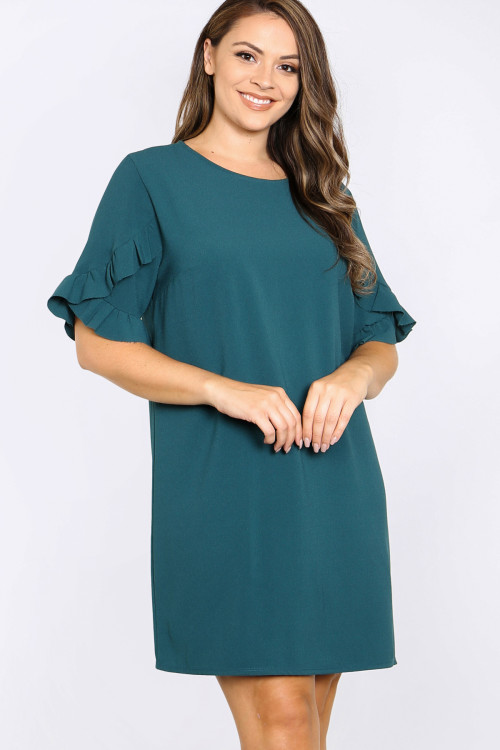 C12-A-1-D4365X HUNTER GREEN PLUS SIZE DRESS 1-2-1