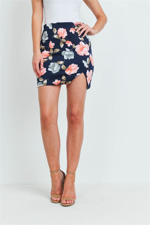 C60-A-2-S92781 NAVY FLORAL SKIRT 2-2-2