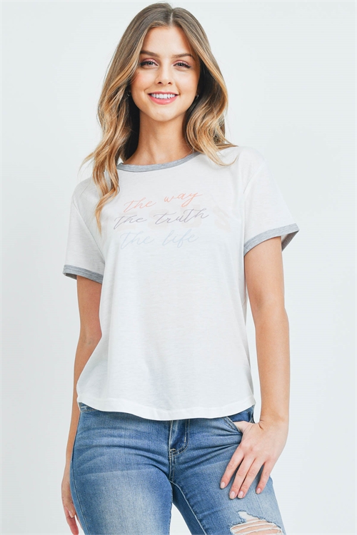 S10-20-1-T701 IVORY THE WAY THE TRUTH THE LIFE PRINT TOP 2-2-2