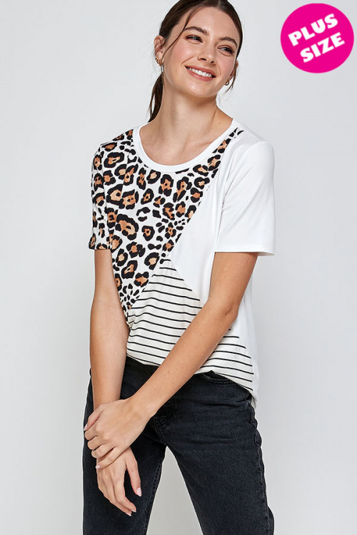 C8-A-1-WT2417-1X IVORY LEOPARD PRINT PLUS SIZE TOP 2-2-2 (NOW $ 3.50 ONLY!)