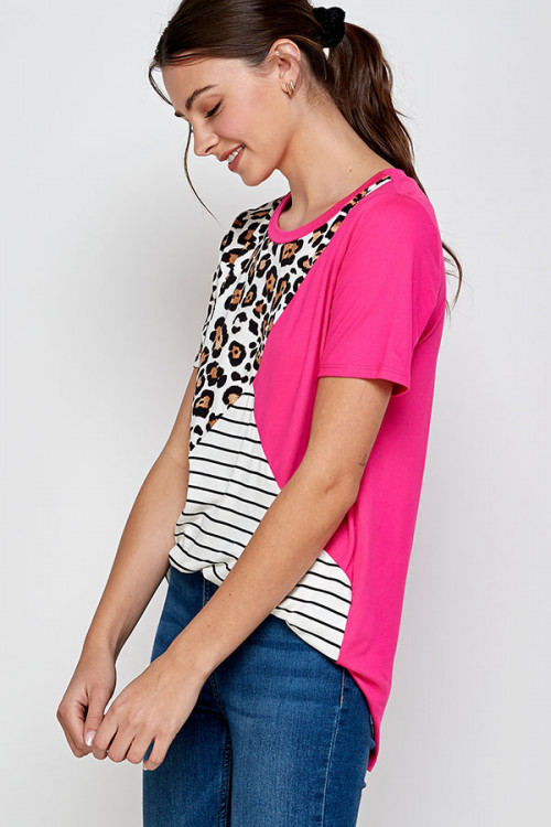 C16-A-3-WT2417 FUCHSIA LEOPARD PRINT TOP 2-2-2