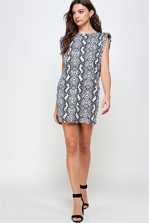 C26-A-1-WD4335 GRAY SNAKE PRINT DRESS 2-2-2