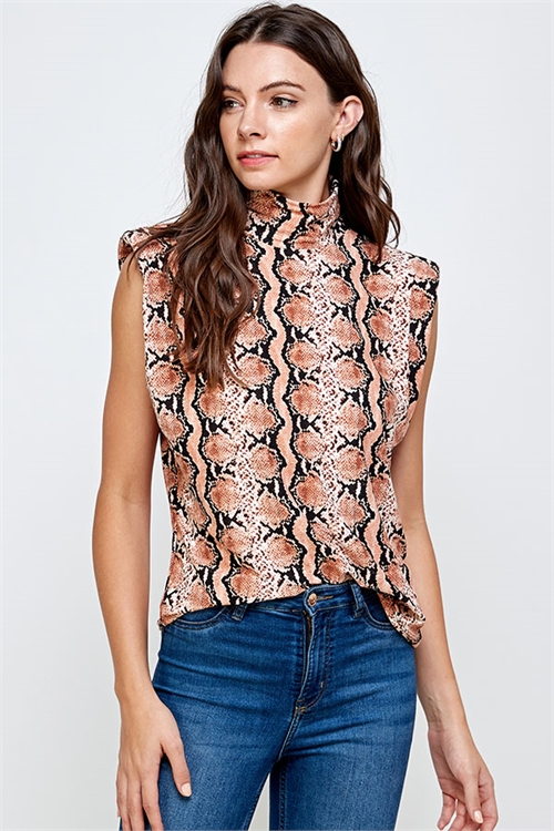 C32-B-1-WT2377 RUST SNAKE PRINT TOP 2-2-2