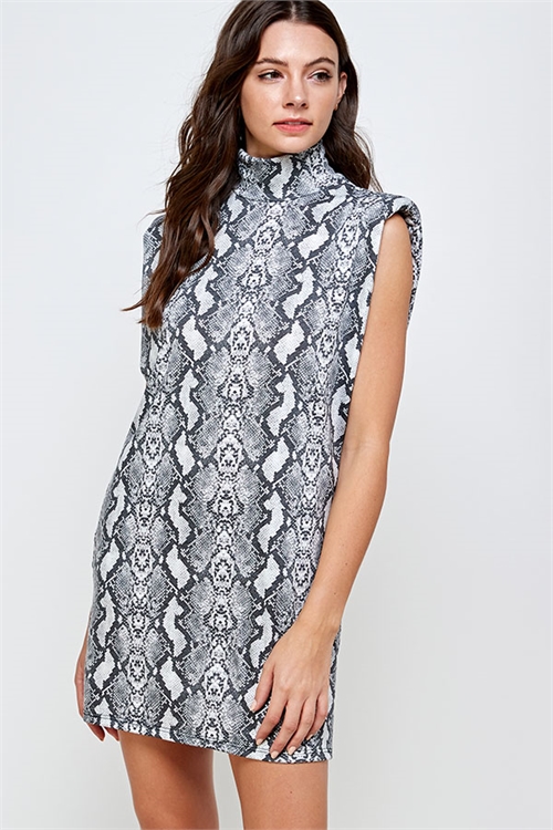 C38-A-2-WD4377-2 GRAY SNAKE PRINT DRESS 2-2-2