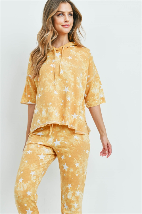 S5-1-3-SET842 YELLOW STAR PRINT TOP & PANTS SET 2-2-2