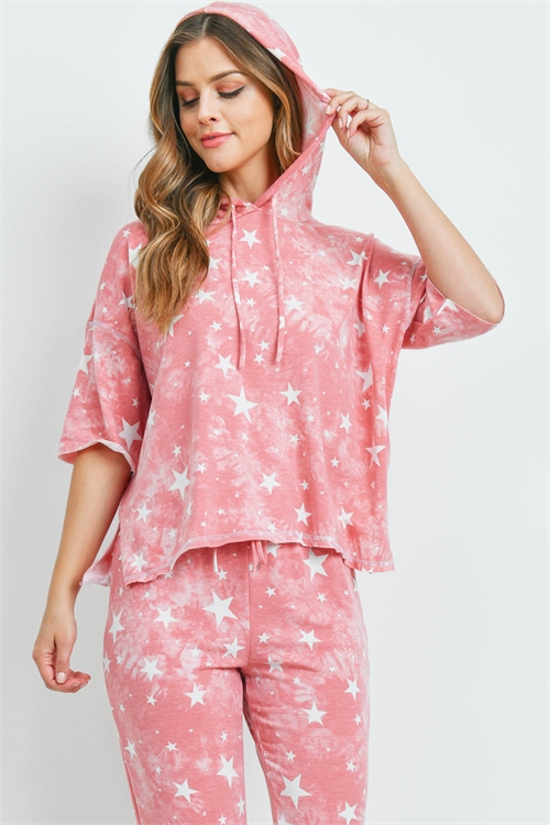 S5-1-3-SET842 PINK STAR PRINT TOP & PANTS SET 2-2-2