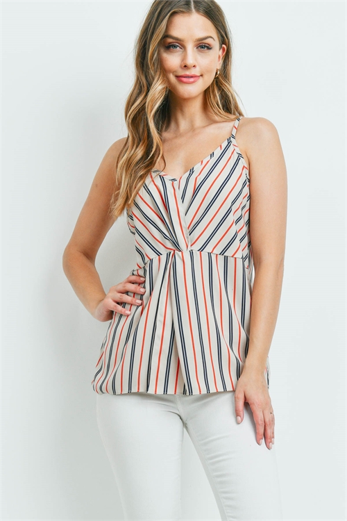 S6-3-1-T8457 NUDE ORANGE STRIPES TOP 2-2-2