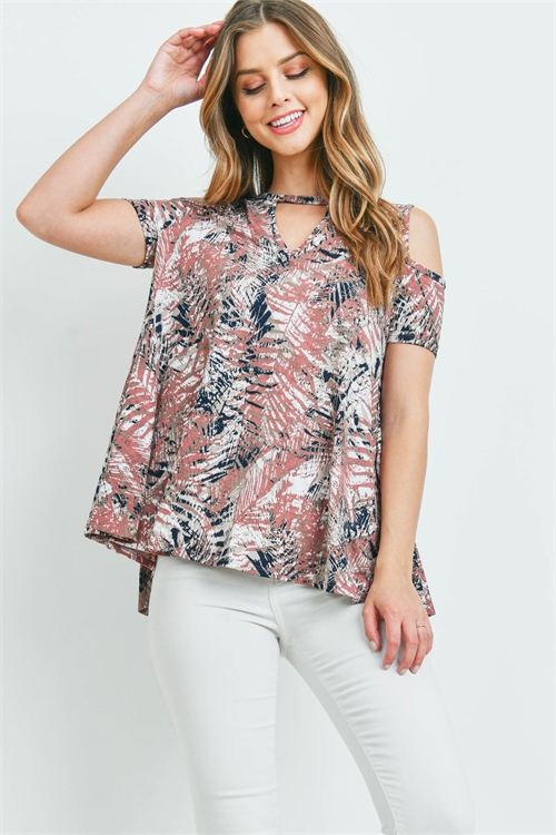 C4-A-1-T7369 MAUVE IVORY PRINT TOP 2-2-2