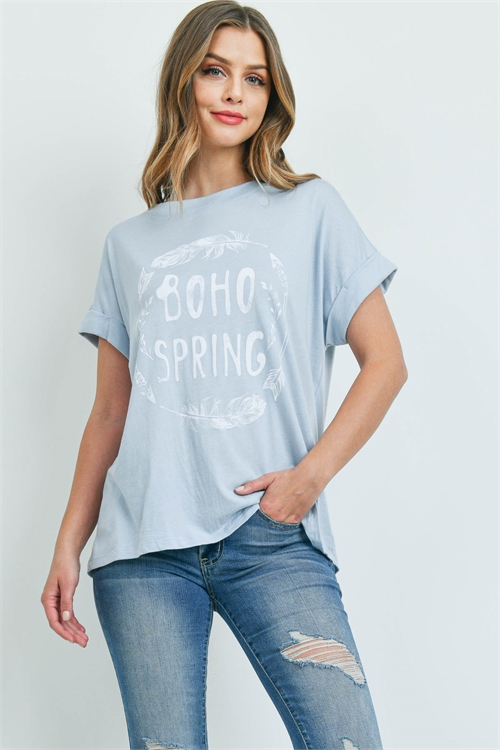 C70-A-1-T1021 LIGHT BLUE "BOHO SPRING" PRINT TOP 1-3-3