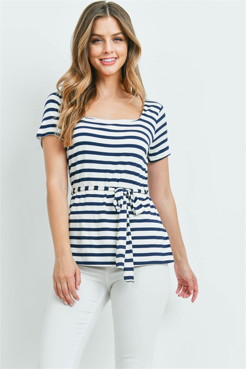 C74-A-1-T8891 IVORY NAVY STRIPES TOP 2-2-2