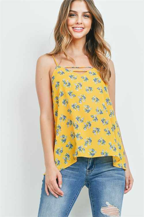 C16-B-1-NA-T70541 YELLOW BLUE FLORAL TOP 2-2-2