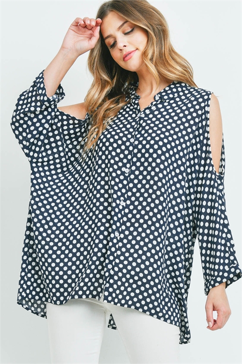 S11-16-2-T11856 NAVY WHITE WITH DOTS TOP 3-3