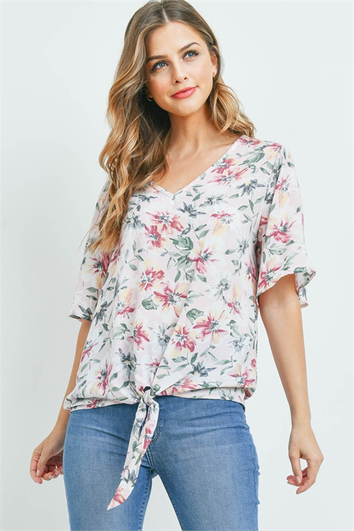 S13-9-3-T8488 PINK FLORAL TOP 2-2-2