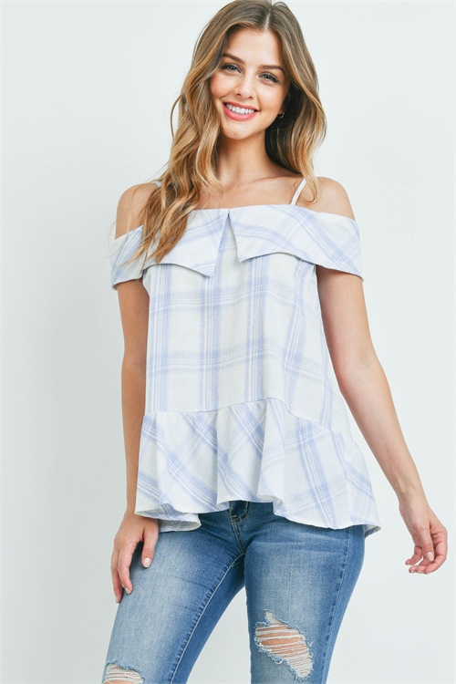 S15-4-4-T7586 BLUE CHECKERED TOP 2-2-2