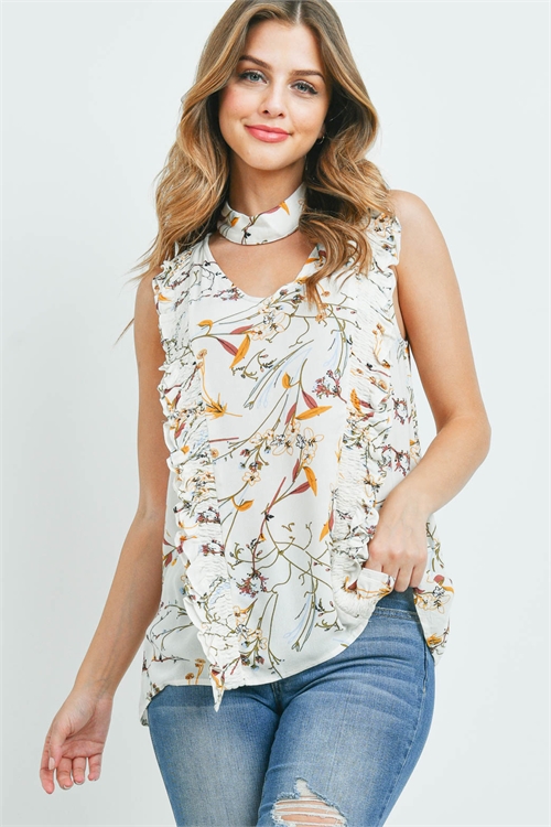 S12-3-2-T7479 IVORY FLOWER TOP 2-2-2
