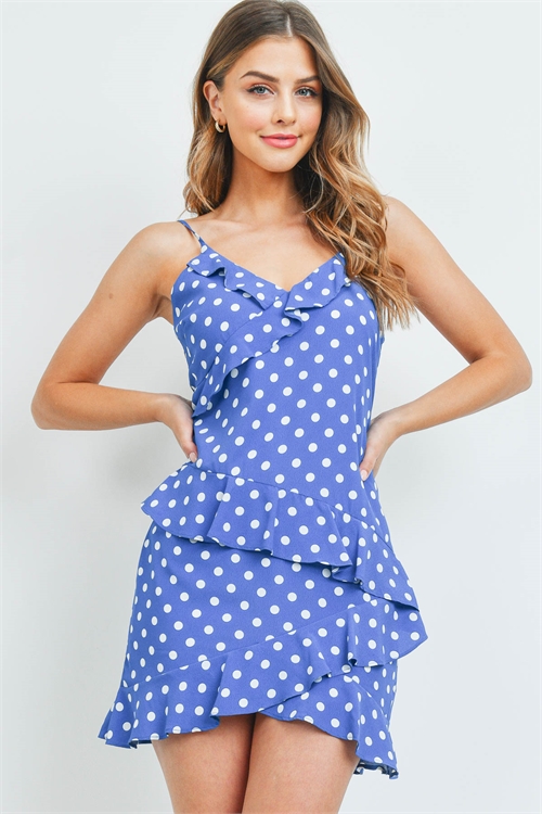 S9-15-1-D3137 COBALT WHITE POLKA DOTS DRESS 1-3