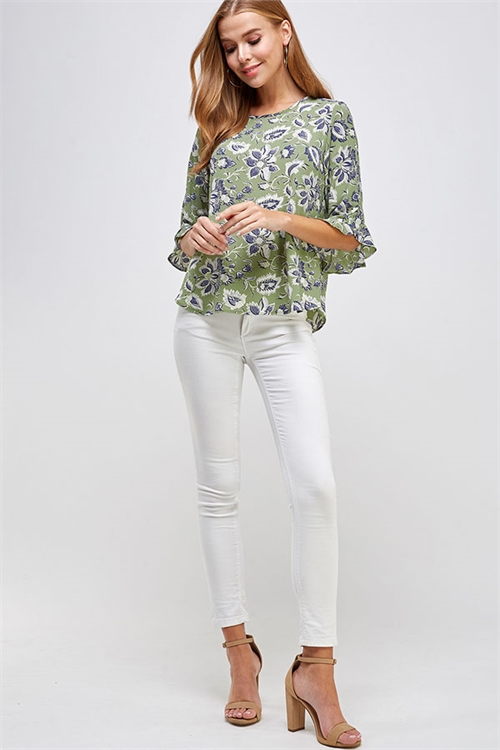 C58-A-1-WT2293 SAGE NAVY PRINT TOP 2-2-2