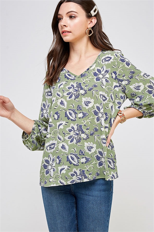 C60-A-1-WT2307 SAGE NAVY PRINT TOP 2-2-2