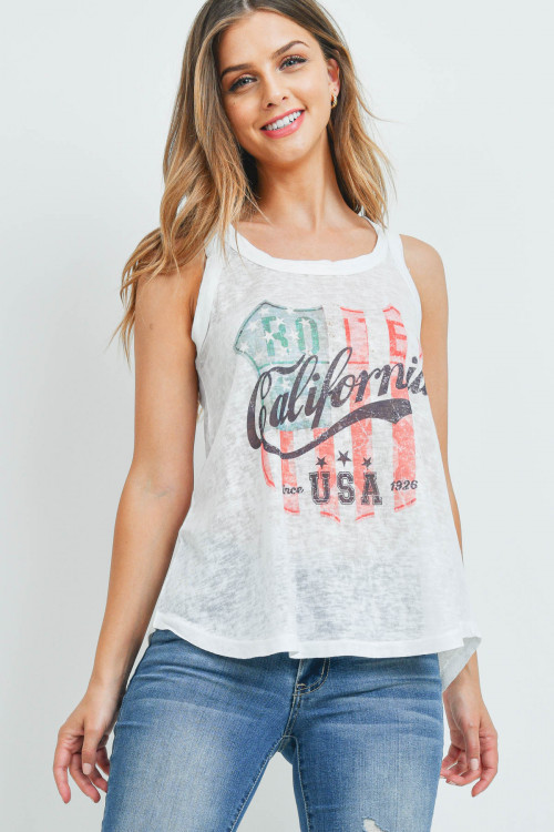 S5-9-4-T828 WHITE "CALIFORNIA USA" PRINT TOP 2-2-2