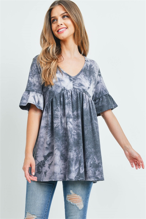 C72-A-3-AT4259 CHARCOAL TIE DYE TOP 2-2-2