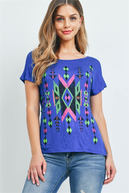 C50-A-1-T1363 ROYAL AZTEC PRINT TOP 1-2-2