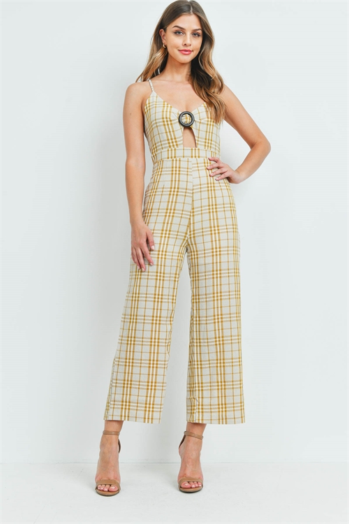 S7-1-1-J7581 MUSTARD CHECKERED JUMPSUIT 2-2-2