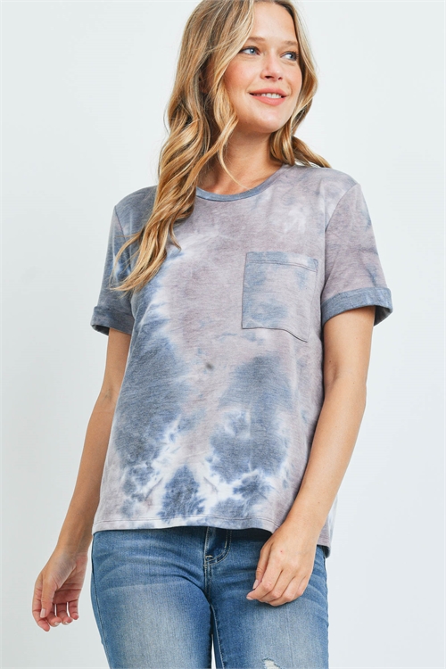 S8-6-4-T9658 GRAY MAUVE TIE DYE TOP 2-2-2