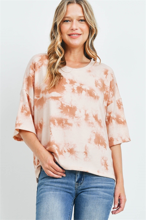 C36-A-2-T9478 ORANGE TIE DYE TOP 2-2-2