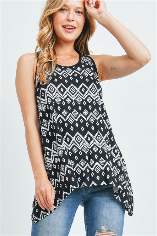 C74-A-3-T8806 BLACK PRINT TOP 2-2-2