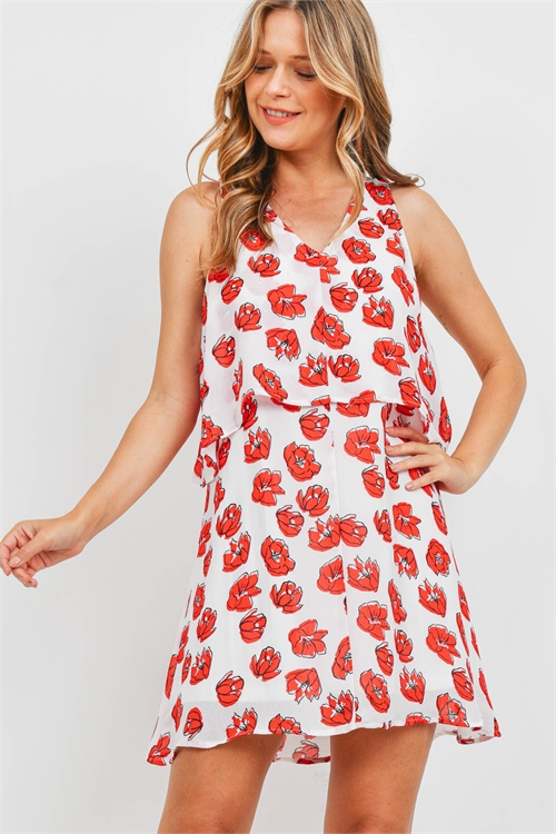 S9-14-3-D6846 WHITE RED FLOWER DRESS 2-2-2