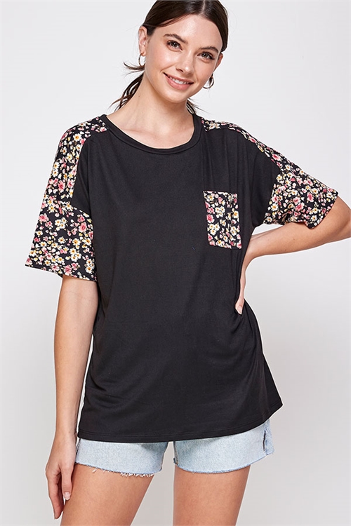 C84-A-3-WT6414 BLACK FLORAL TOP 2-2-2