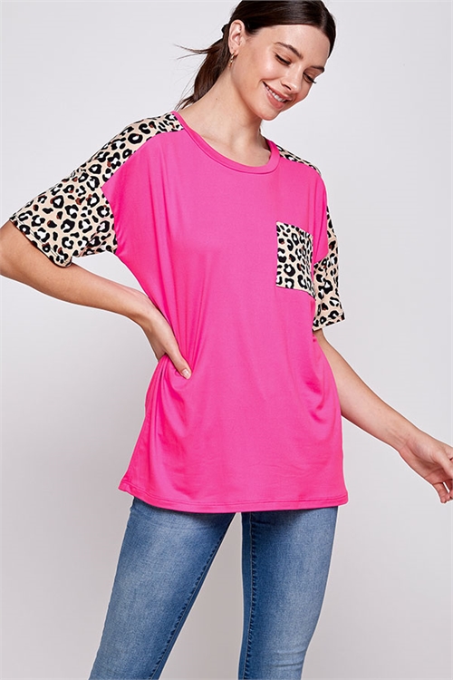 C86-A-2-WT6414 FUCHSIA LEOPARD TOP 2-2-2