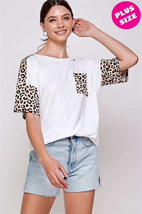 C80-A-2-WT6414X IVORY LEOPARD PLUS SIZE TOP 2-2-2