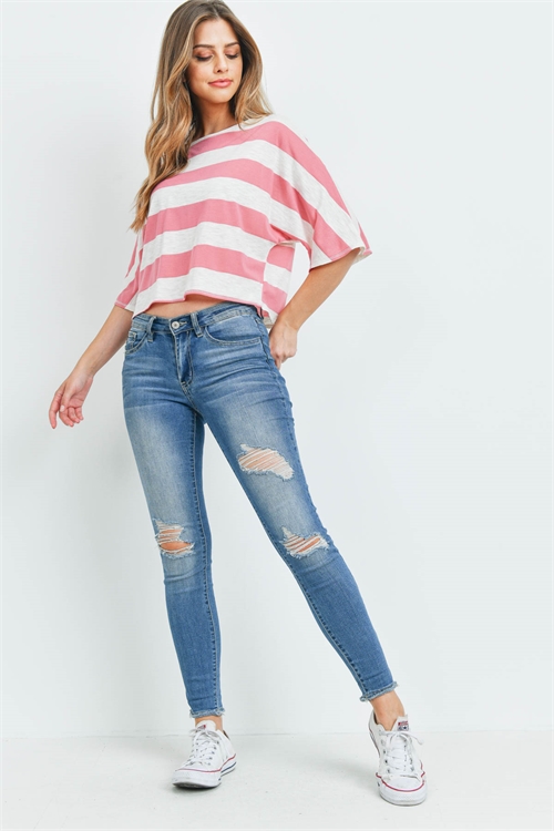 C82-A-1-T6191 PINK STRIPES TOP 2-2-2