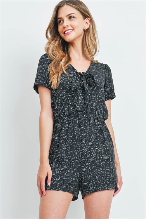 C48-A-3-R14686 BLACK WITH DOTS ROMPER 2-2-2