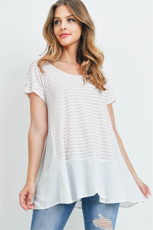 C68-A-1-T71027 IVORY STRIPES TOP 2-2-2