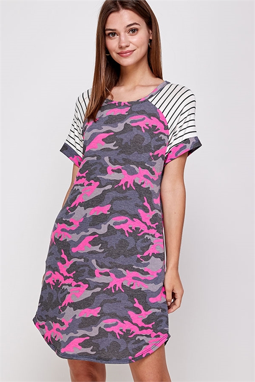 C6-A-3-WD1103 PINK CAMOUFLAGE DRESS 2-2-2