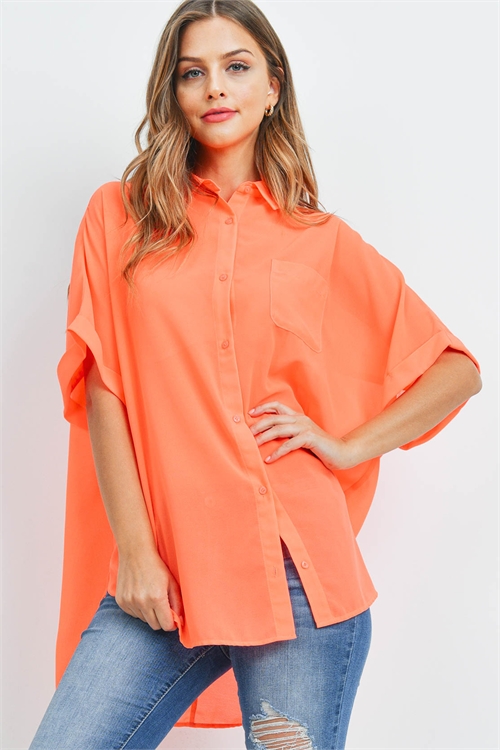 S10-15-2-T2179 NEON CORAL TOP 4-2-1