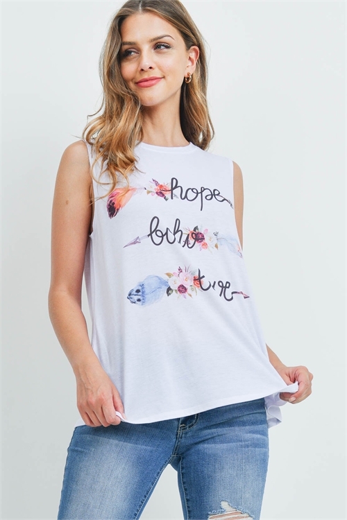 S4-10-2-T776 WHITE "HOPE, BOHO, LOVE" PRINT TOP 2-2-2