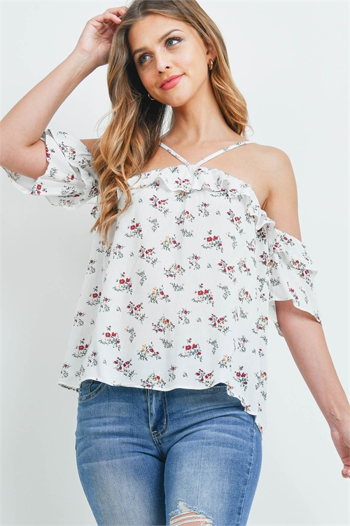 S14-8-2-T2472 IVORY FLORAL TOP 2-2-2