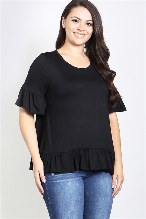 C28-A-3-AD2468X BLACK PLUS SIZE TOP 2-2-2