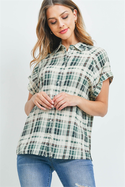 S9-14-2-T7372 GREEN CHECKERED TOP 2-2-2