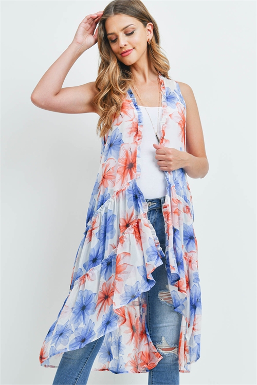 S9-20-1-C7662 BLUE RED FLORAL KIMONO 2-2